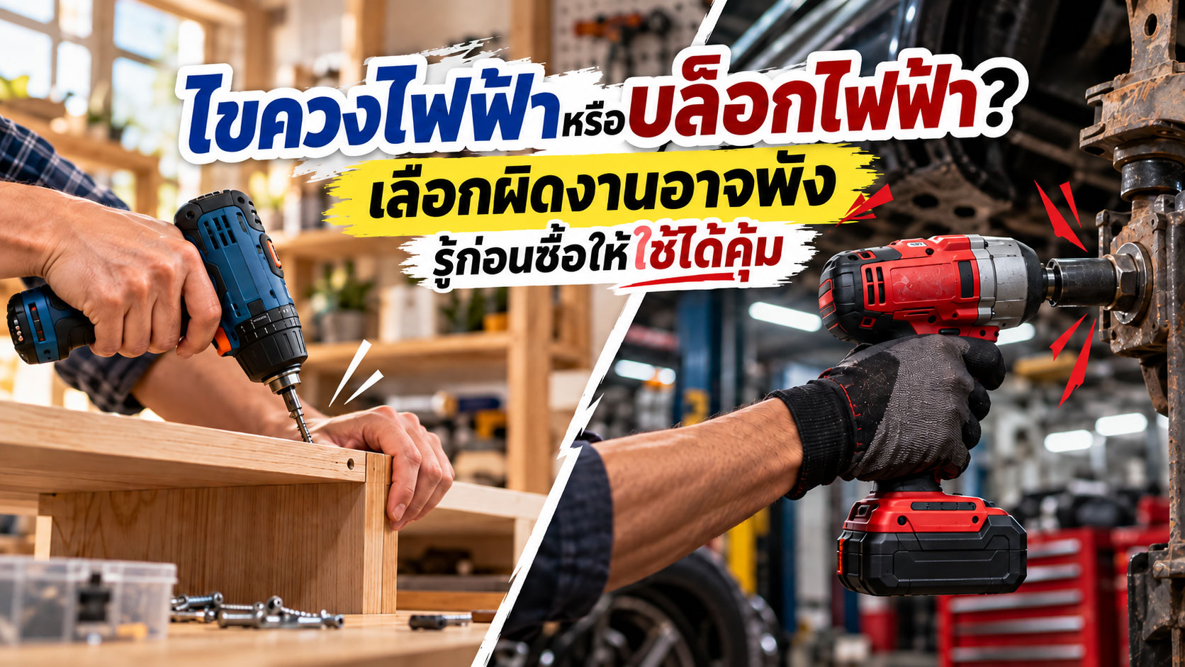 ไขควงไฟฟ้าหรือบล็อกไฟฟ้า? เลือกผิดงานอาจพัง รู้ก่อนซื้อให้ใช้ได้คุ้ม